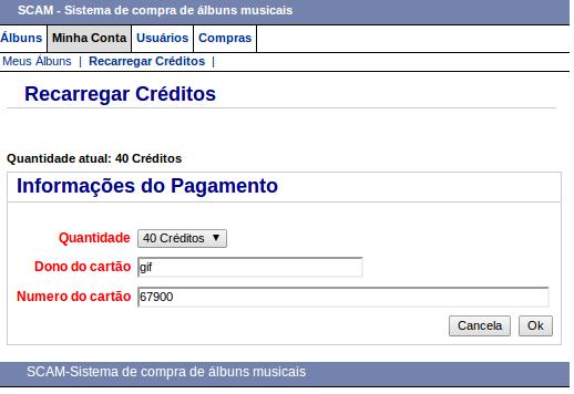 informações do álbum.