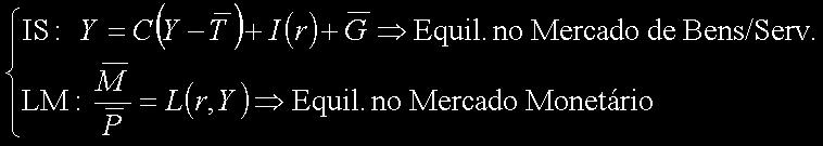 4) Equilíbrio no Curto Prazo : r e Y Exógenas T, G, M e P Endógenas r e