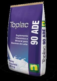 de fenos e silagens, suplementados com rações ou concentrados. TOPLAC 60 ADE é um suplemento completo pronto para uso, que não requer diluição, sendo adequado para todos os sistemas de manejo.