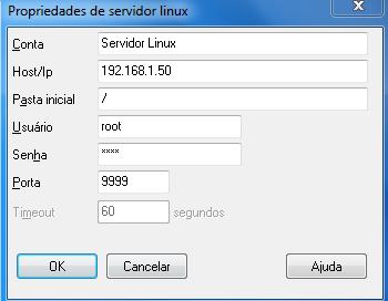 4.2. Na aba Origens, clique no botão Configurar Servidor e digite os dados de acesso ao servidor