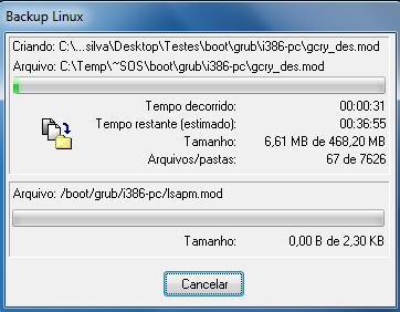 4.4. Na aba destino selecione entre Zip, Copia direta ou Fita. A funcionalidade para cópias com Multi Thread (Cópia rápida dos arquivos) está disponível apenas a partir da versão 7.2.02 do S.O.