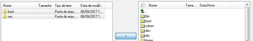 5.1. Será apresentada a listagem de arquivos no Windows, é necessário apenas selecionar os arquivos e clicar no botão de seta > para iniciar o processo de restauração.