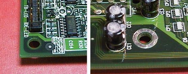 Furos metalizados Na placa de CPU existem furos metalizados (parte direita da figura acima) e