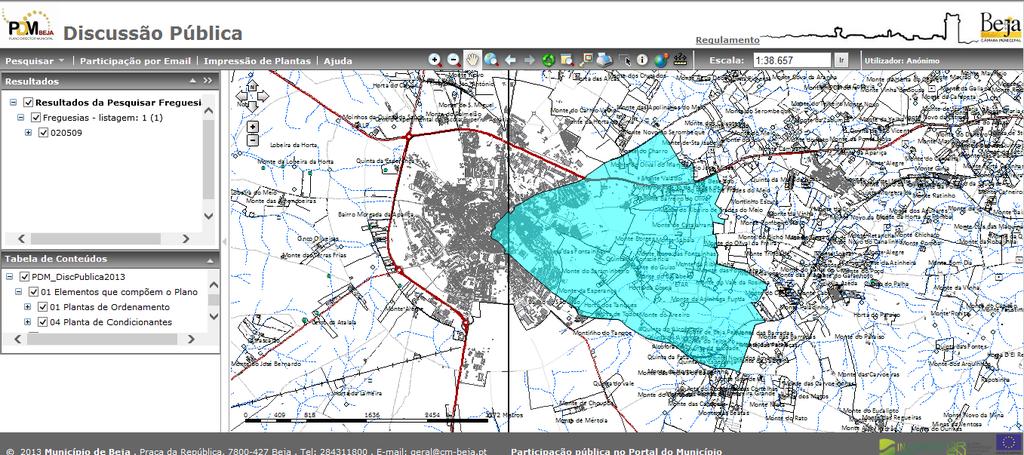 8 Pesquisar Freguesia Nesta janela, encontra-se disponível lista com as freguesias do Município de Beja.
