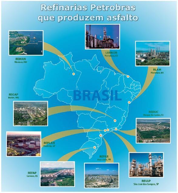 27 Figura 6 - Refinarias Petrobras que produzem asfalto Fonte: Bernucci et al (2008, p. 40) 2.5.1.