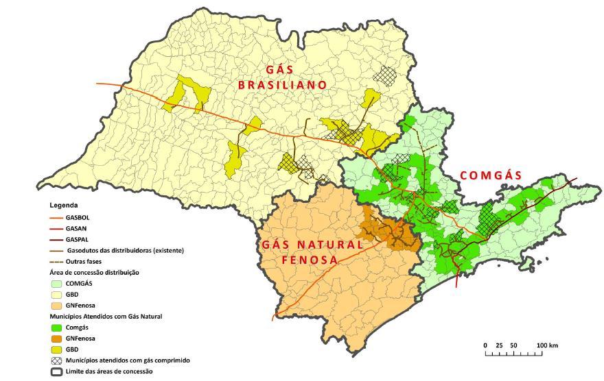 Potencial de produção de biometano nas áreas de concessão de distribuição de gás canalizado no Estado de SP (Safra 2011/12)