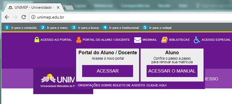INTRODUÇÃO O Portal do Aluno é um site institucional projetado para acesso a páginas específicas da Instituição, com informações e conteúdos acadêmicos, quadro de
