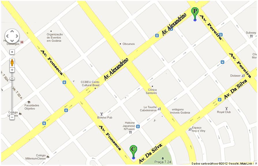 Figura 1 - Mapa do trajeto de Camila Fonte: https://maps.google.com.