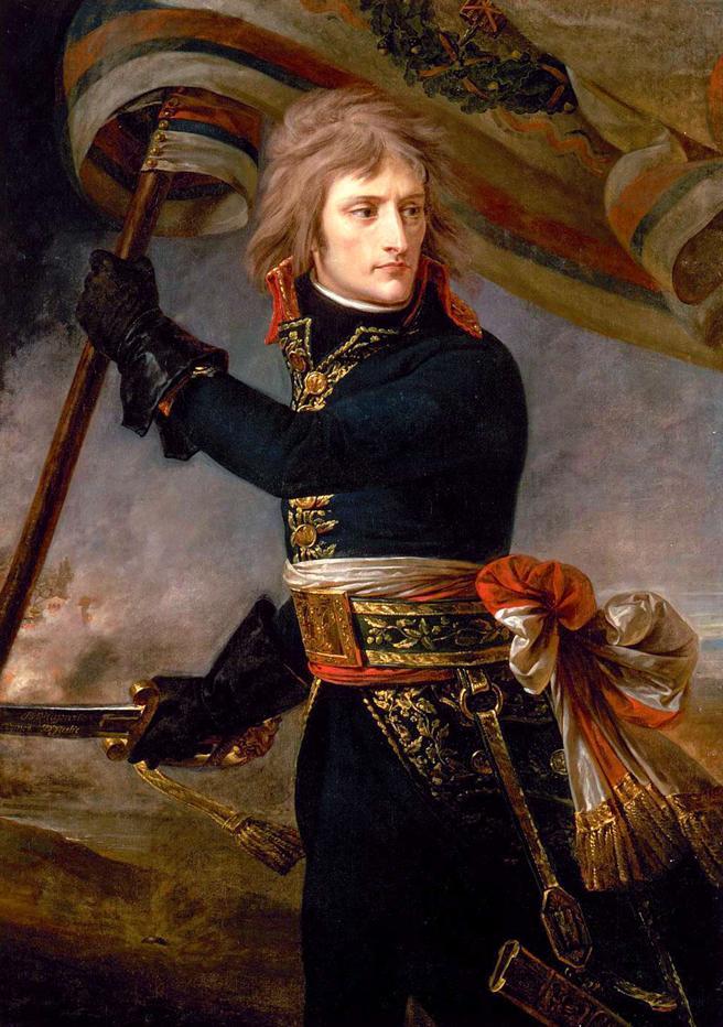Quais os motivos do crescente prestígio militar e político de Napoleão? Vestido com o uniforme azul dos generais da República, com colarinho vermelho e dourado.