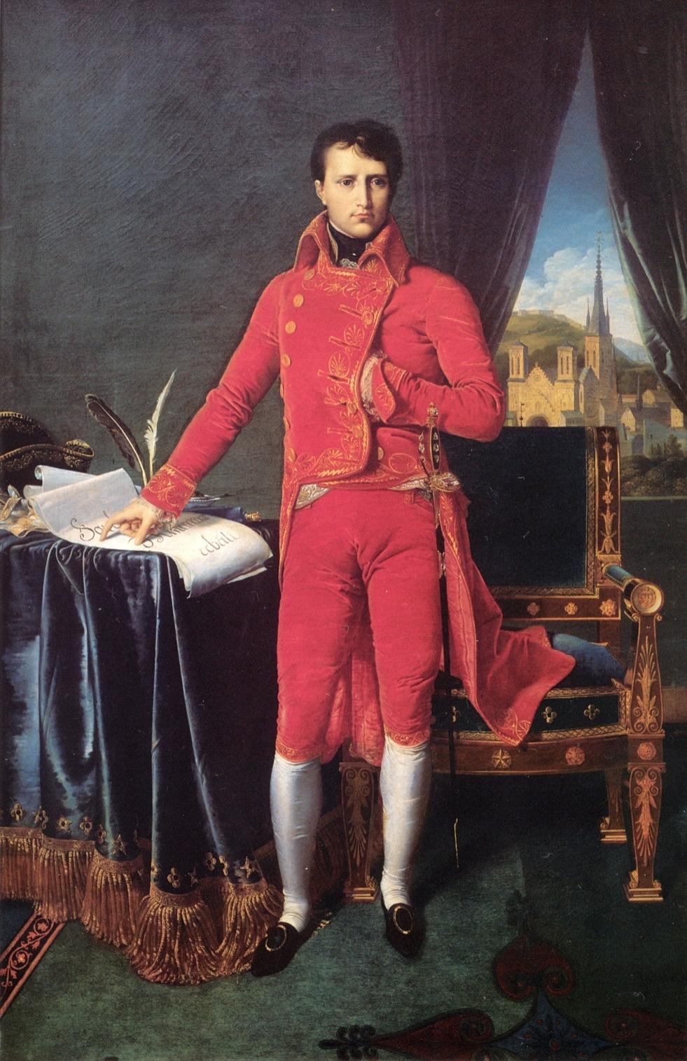 A pose, associada à figura de Napoleão, que coloca a mão