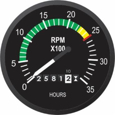 D) Rotações por minuto Operação Normal (Arco Verde) Máxima (Linha Radial Vermelha) 2000 à 2750 rpm 2750 rpm E) Temperatura do óleo Operação Normal (Faixa Verde) 100º a 245ºF