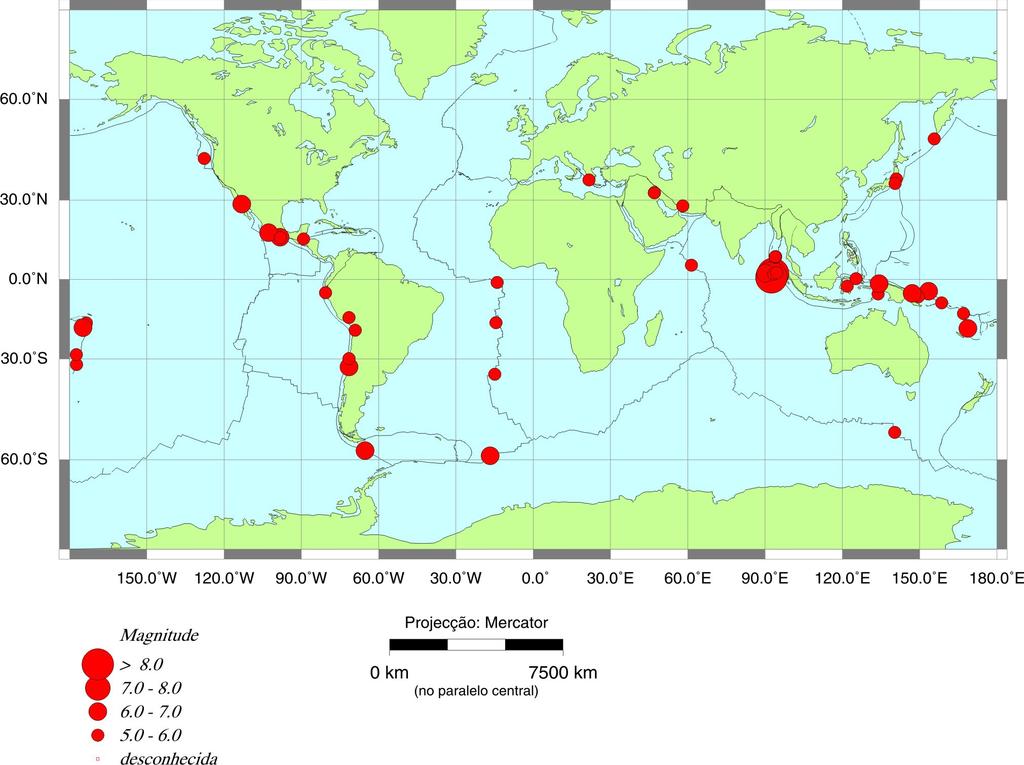 Figura. Localização epicentral dos sismos com magnitude superior a. ocorridos no período de 22/4/ - 22/4/ 3.