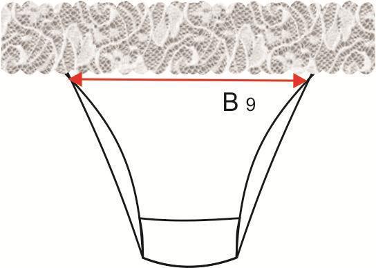 LARGURA DA FRENTE CALCINHA STRING Posicionar a peça sobre a mesa, tomar a medida com a fita posicionada de um