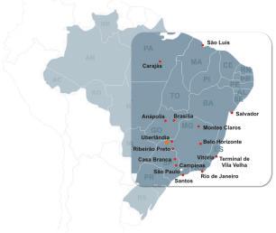 Serviço Intermodal Trem Expresso Legenda São Paulo Centro Oeste São Paulo Salvador Vitória Triângulo Mineiro Estrada de Ferro Carajás - EFC 2 PORTO SECO DO CERRADO Liga os principais centros