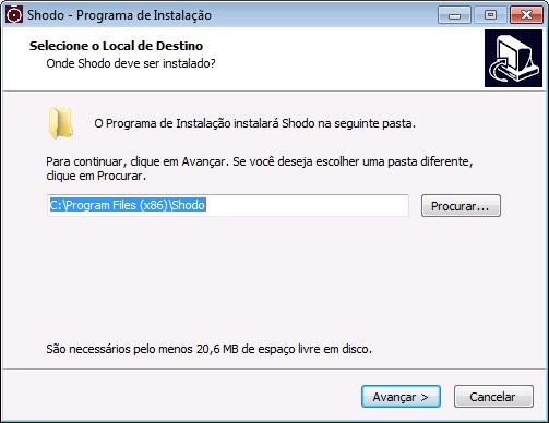 2.2.2. Selecionar o local de Destino 2.2.2.1. Mantenha a pasta padrão sugerida pelo instalador e clique em Avançar 2.2.3.