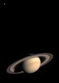 Saturno - Luas Titã é o maior satélite de Saturno, com diâmetro de 5100 km (um pouco menor que Ganymede).