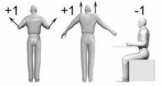 Figura 1- Posições do braço Dependendo se o braço está abduzido ou com o ombro elevado, deve-se somar mais 1 ponto, ou se o braço tiver um apoio de