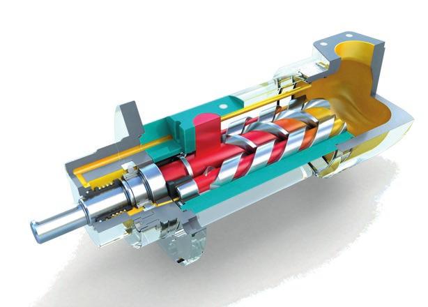 BOMBA NOTOS 3NS A bomba NOTOS de três fusos consiste em um fuso motor que transfere torque para outros dois fusos movidos, que são lubrificados pelo fluido bombeado.