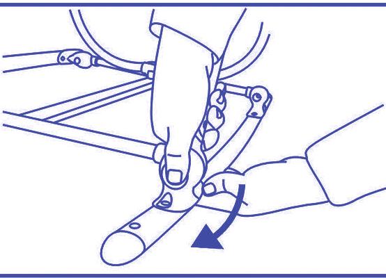 1 Para colocar o assento na opção balanço, aperte os botões de balanço (E), que ficam nos pés da