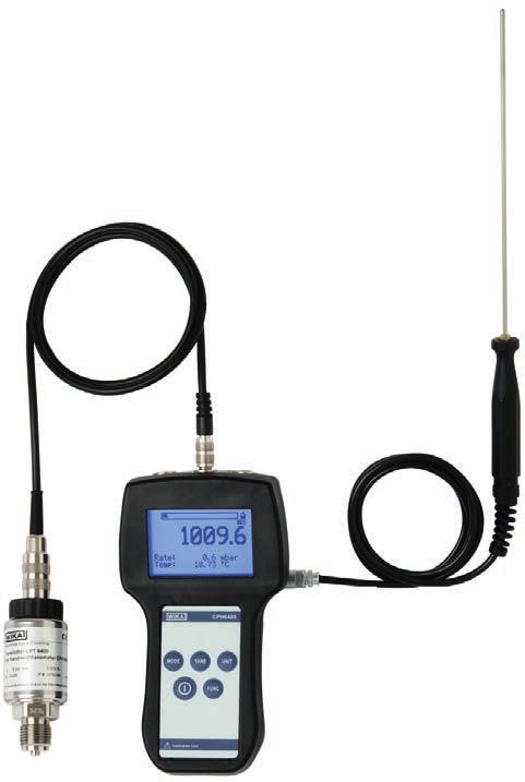 hand-held de pressão de precisão modelo CPH6400 Além do comprovado sensor de pressão de referência externo CPT6400, uma sonda de temperatura externa Pt100 pode ser conectada em paralelo.