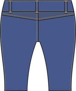 PALA TRASEIRA A pala traseira da calça jeans é um recorte situado na parte traseira da calça, na altura dos glúteos, que além da função ergonômica, no tangente à facilidade dos movimentos e maior