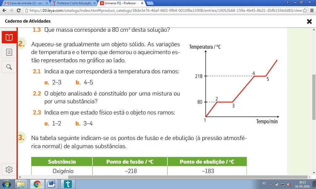 2. Considera os esquemas de palavras: água (líquida) água (líquida) C água (líquida) aquecimento vapor de água aquecimento oxigénio (gasoso) + hidrogénio (gasoso) luz oxigénio (gasoso) + hidrogénio