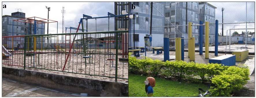92 quadra poliesportiva e playground (figura 43 e 44 a e b).