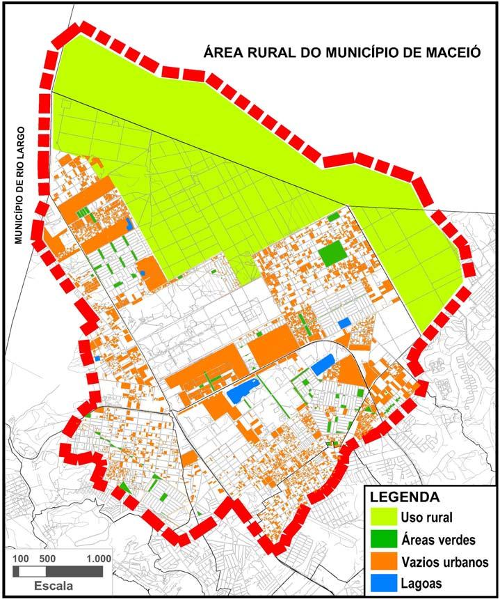 131 Figura 70 Distribuição dos diferentes tipos de espaços livres de construção. Fonte: Base Cartográfica de Maceió, PMM, 1999/2000.