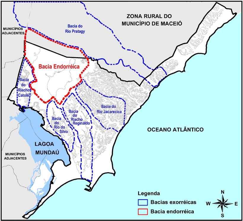 18 Figura 6 Esquema de Bacias Hidrográficas de Maceió. Fontes: Base Cartográfica de Maceió, PMM, 1999/2000; Souza e Conceição, 2006; Peplau, 2005; MACEIÓb, 2005.