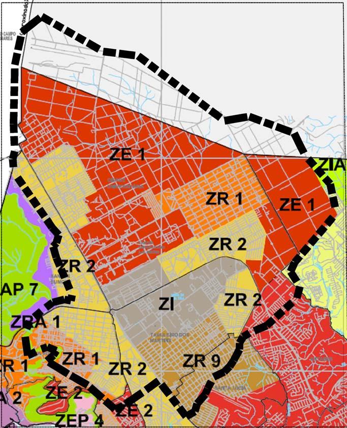 52 Em relação ao zoneamento urbano do Código de Urbanismo e Edificações do Município de Maceió de 2007, a bacia endorreica está dividida em cinco diferentes zonas, são elas: Zona Residencial do tipo