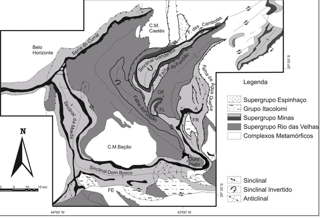 Figura II.1: Mapa geológico do quadrilátero Ferrífero (modificado de Alkmim &Marshak, 1998). II. 2.