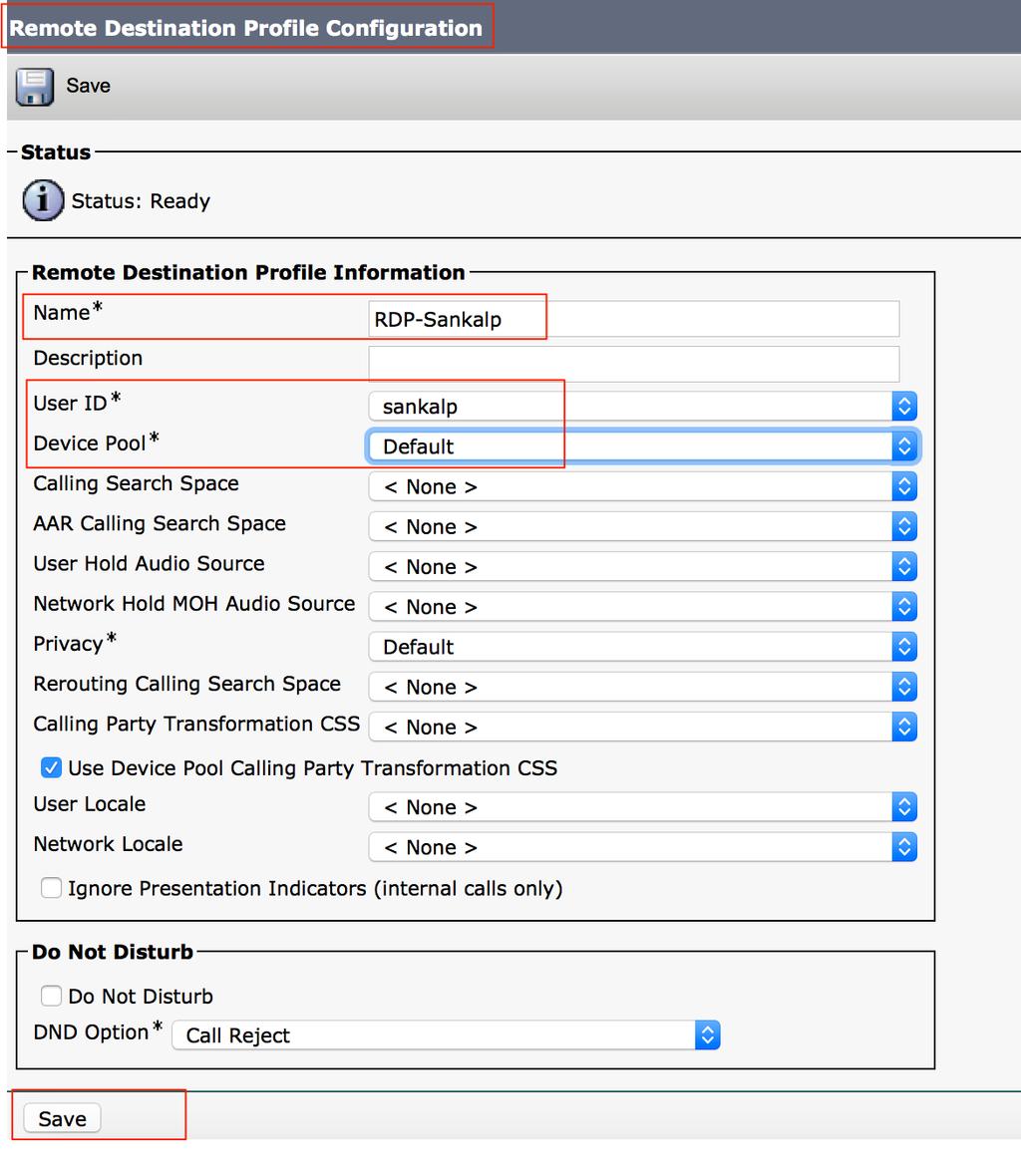 Configuração de perfil do destino remoto Crie um perfil do destino remoto (RDP) para o utilizador final.