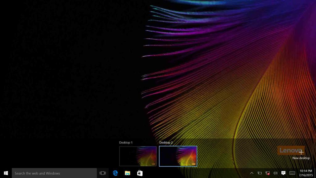 Capítulo 2. Começar a utilizar o Windows 10 Selecione New desktop (Novo ambiente de trabalho).
