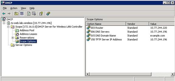 Adicionar a opção do nome de host ao espaço A próxima etapa é definir e configurar a opção do nome de host DHCP.