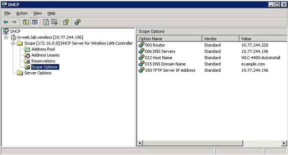 No gerenciador de DHCP, clicar com o botão direito o espaço, e escolha-o ativam a fim ativar o xcope.