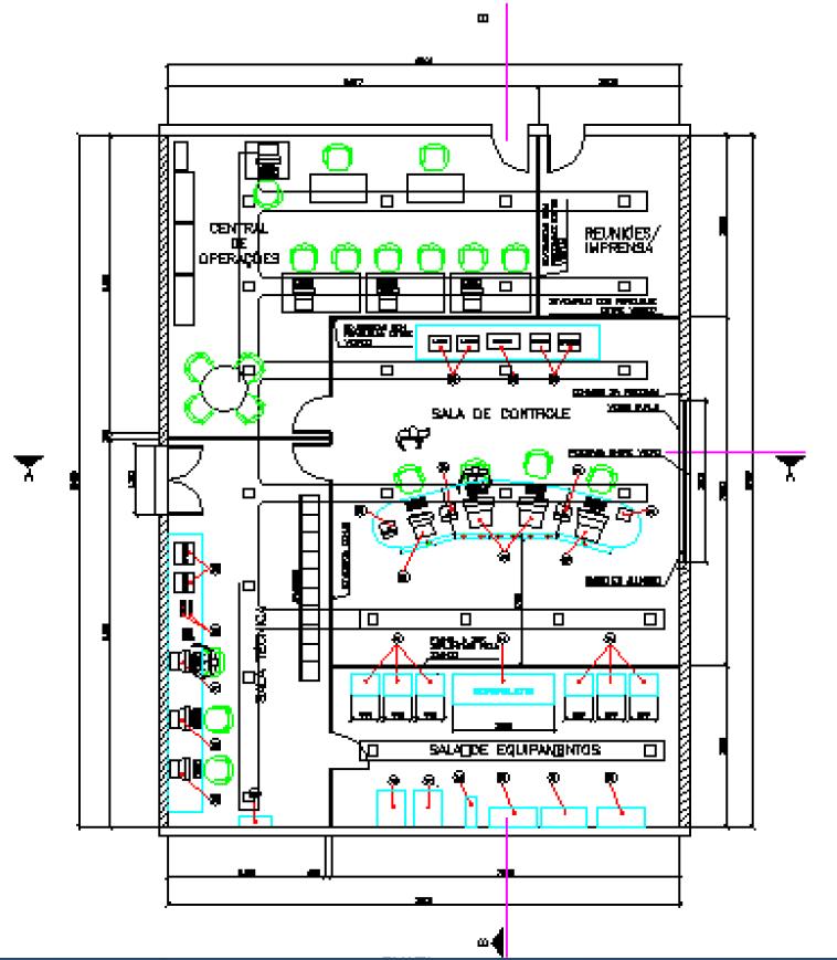 78 programações semafóricas, a sala de equipamentos e a sala técnica. A Figura 38 ilustra a planta baixa da central de tráfego.