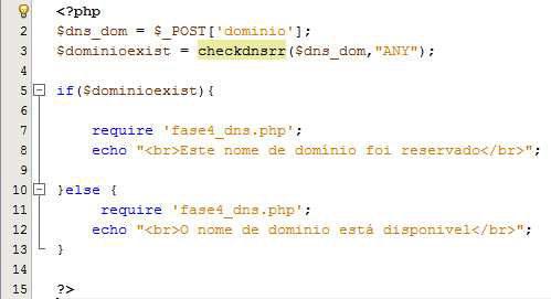 Agora na imagem abaixo vamos criar o script PHP para verificar o domínio.