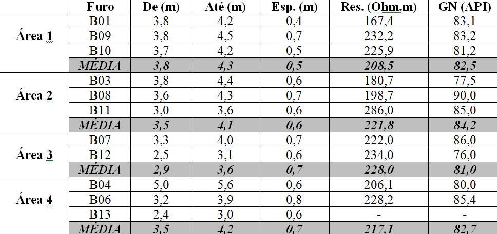 DADOS DE PERFILAGEM GEOFÍSICA FUROS