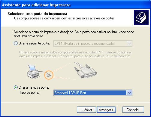 ETAPAS BÁSICAS DE IMPRESSÃO 9 ETAPA 3 Instalação dos drivers da impressora nos computadores de usuários para realizar a impressão TCP/IP No computador com Windows XP de um usuário: