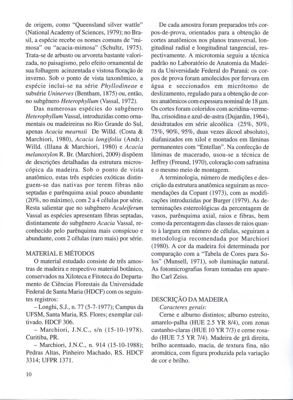 de origem, como "Queensland silver wattle" (National Academy of Sciences, 1979); no Brasil, a espécie recebe os nomes comuns de "mimosa" ou "acacia-mimosa" (Schultz, 1975).