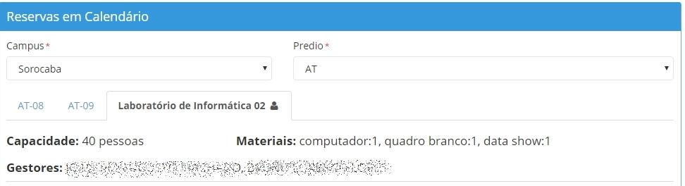 7 Visualização de reservas Com a escolha de campus e prédio, estará disponível a visualização do calendário de cada sala desse prédio.