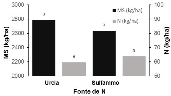 (A) (B) Figura 1: Produtividade de matéria seca da parte aérea e Nitrogênio absorvido pelo arroz irrigado em diferentes fontes de N aos 32 dias (A) e 63 (B) após a aplicação de N em cobertura.