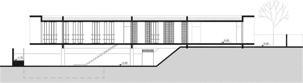 34 Figura 28: Corte AA da Casa em Catalão, 2011. Escritório Yuri Vital A composição é aditiva formada por dois volumes conectados de forma oblíqua.