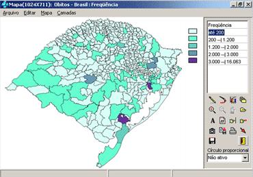 TabWin O TabWin permite criar mapas a partir das tabelas geradas, como o da