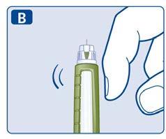Pressione e mantenha pressionado o botão injetor até o marcador de doses voltar a 0. O número 0 tem de ficar alinhado com o indicador de dose. Deve aparecer uma gota de insulina na ponta da agulha.