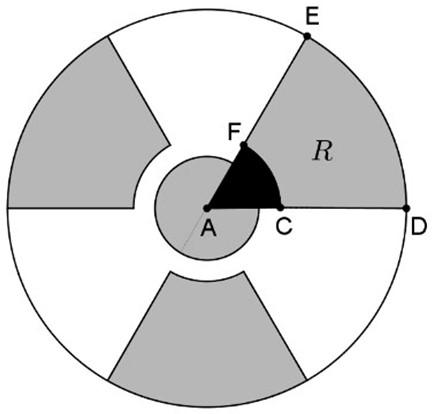 7) Gab: A circuferêcia extera está dividida em arcos de 60º.