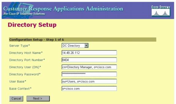 Senha de diretório A senha do Diretório DC incorporada durante a instalação do CallManager da Cisco. 12. Selecione os usuários que você quer poder registrar na administração de CRA.