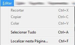 (ALT+X) 6 Barra de endereços Barra de menus do Internet Explorer: Pressionando a tecla ALT