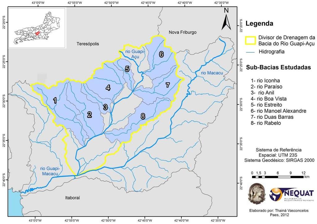 FIGURA 1: Mapa de localização da área de estudo - bacia do rio Guapi-Açu.