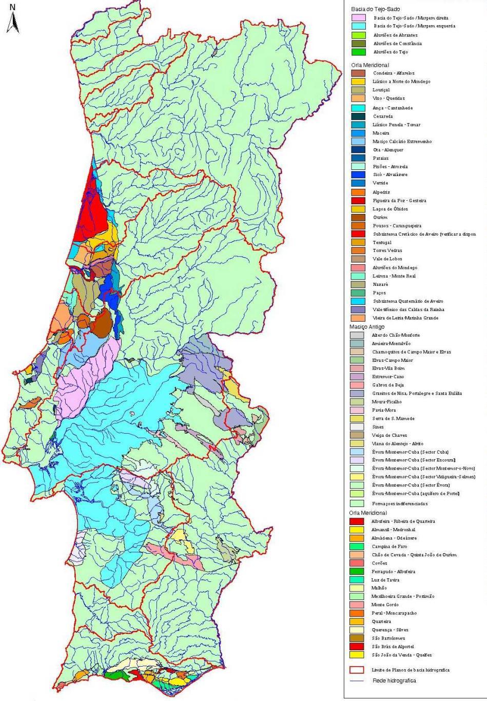 METODOLOGIA DE DELIMITAÇÃO DE MASSAS DE ÁGUA SUBTERRÂNEAS (1) Plano Nacional da Água (2001) Almeida et al (2000) e ERHSA 2001 Na tabela de sistemas aquíferos do Plano Nacional da Água (INAG, 2001)